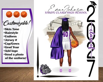 Basketball Poster, Basketball Graduation Gift, Senior Night Gift, Graduation Table Decor, Signing Day, Personalized Basketball Team Gift  RJ