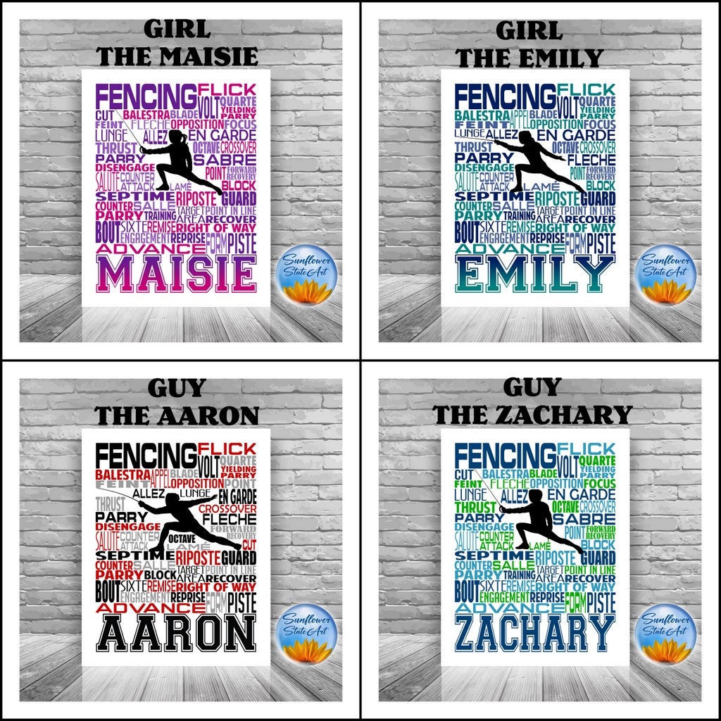 Personalized Fencer Poster, Gift for Fencer, Fencing Art, Fencer Art