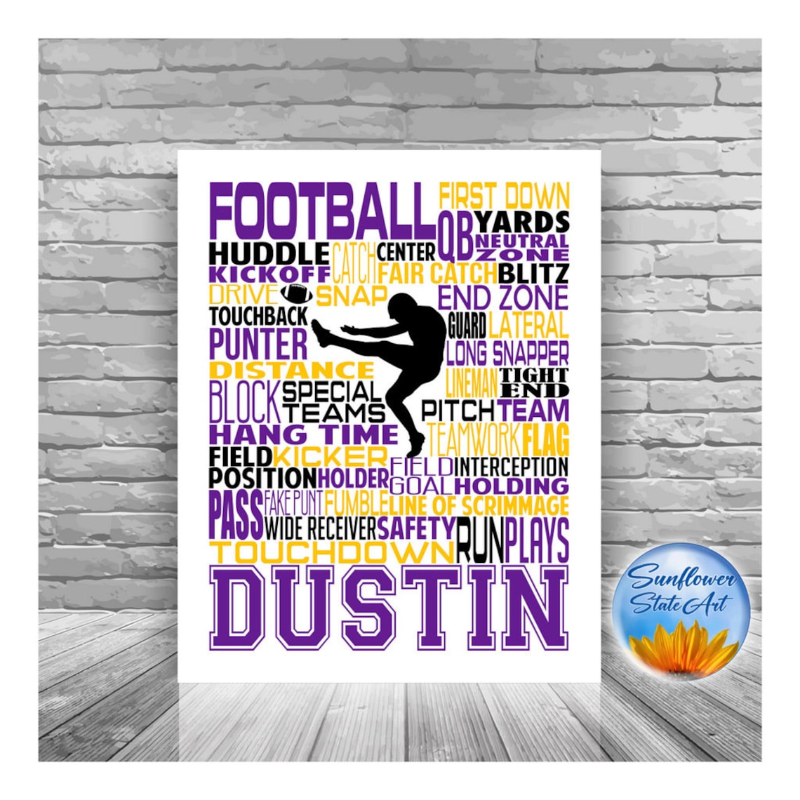 Football Gift for Him Personalized Football Print Football Etsy