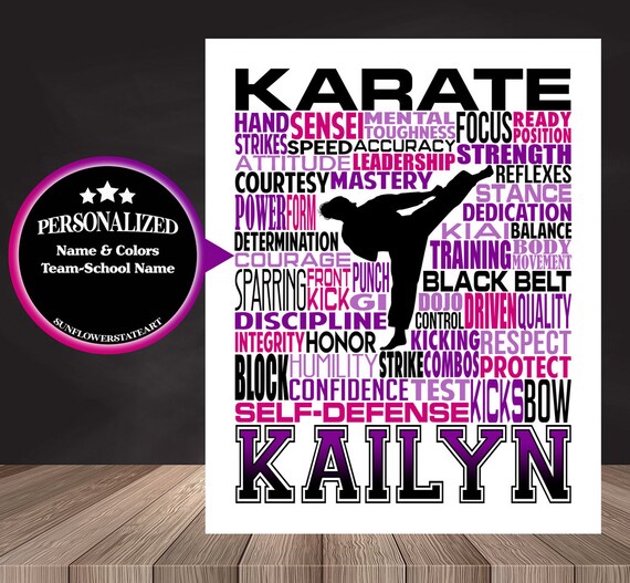 Personalized Karate Poster, Karate Typography, Karate Gift, Gift for Karate, Karate Art, Karate Print, Karate Team Gift