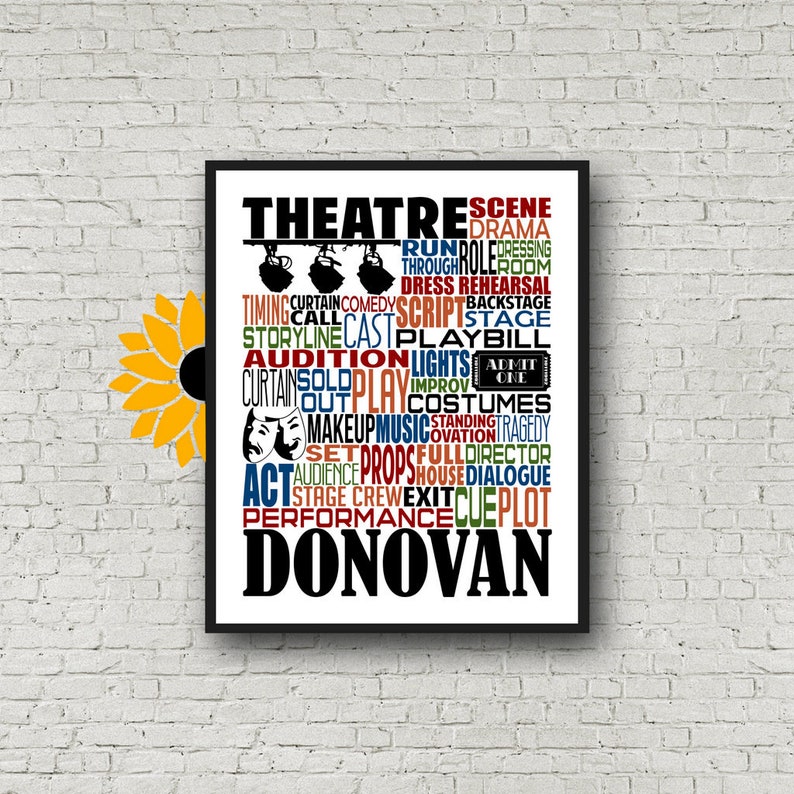 Personalized Acting Poster, Musical Theater Poster, Theatre Poster, Gift for Actress, Gift for Actor.  Acting Gift, Broadway Theatre 