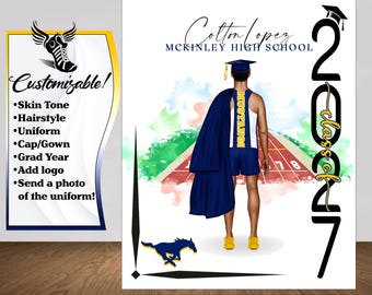 Track & Field Poster, Track and Field Graduation Gift, Senior Night Gift, Graduation Table Decor, Signing Day, Track Runner Gift   RJ