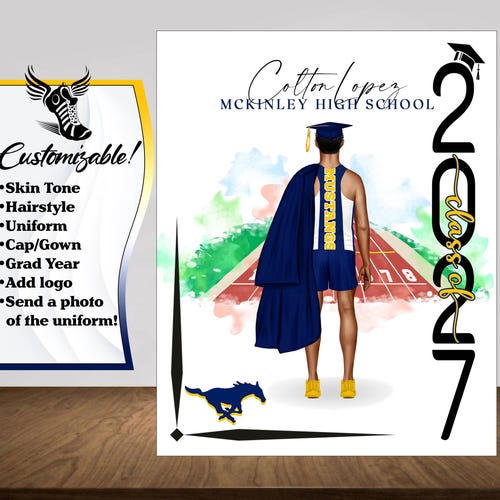 Poster d'athlétisme, cadeau de remise des diplômes en athlétisme, cadeau de soirée pour personnes âgées, décoration de table de remise des diplômes, signature de la loi, cadeau de coureur d'athlétisme RJ