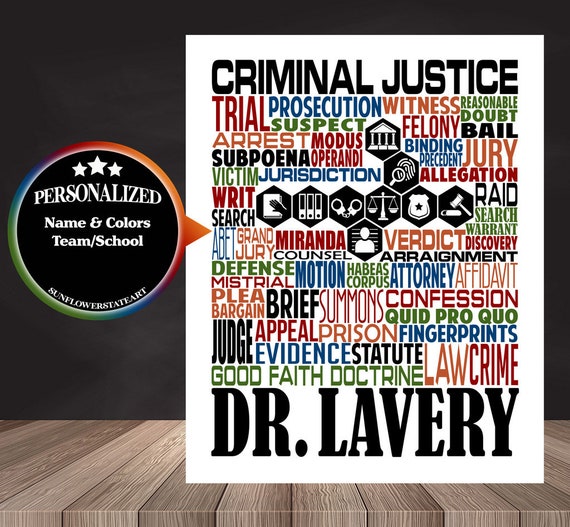 Gift for Criminal Justice Teacher, Personalized Criminal Justice Poster, Criminal Justice Typography, Criminal Justice Gift