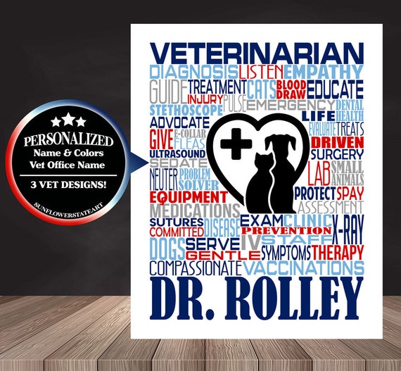 Personalized Veterinarian Poster, Veterinarian Typography, Vet Gift, Gift for Veterinarian, Vet Typography, Gift for Veterinarian