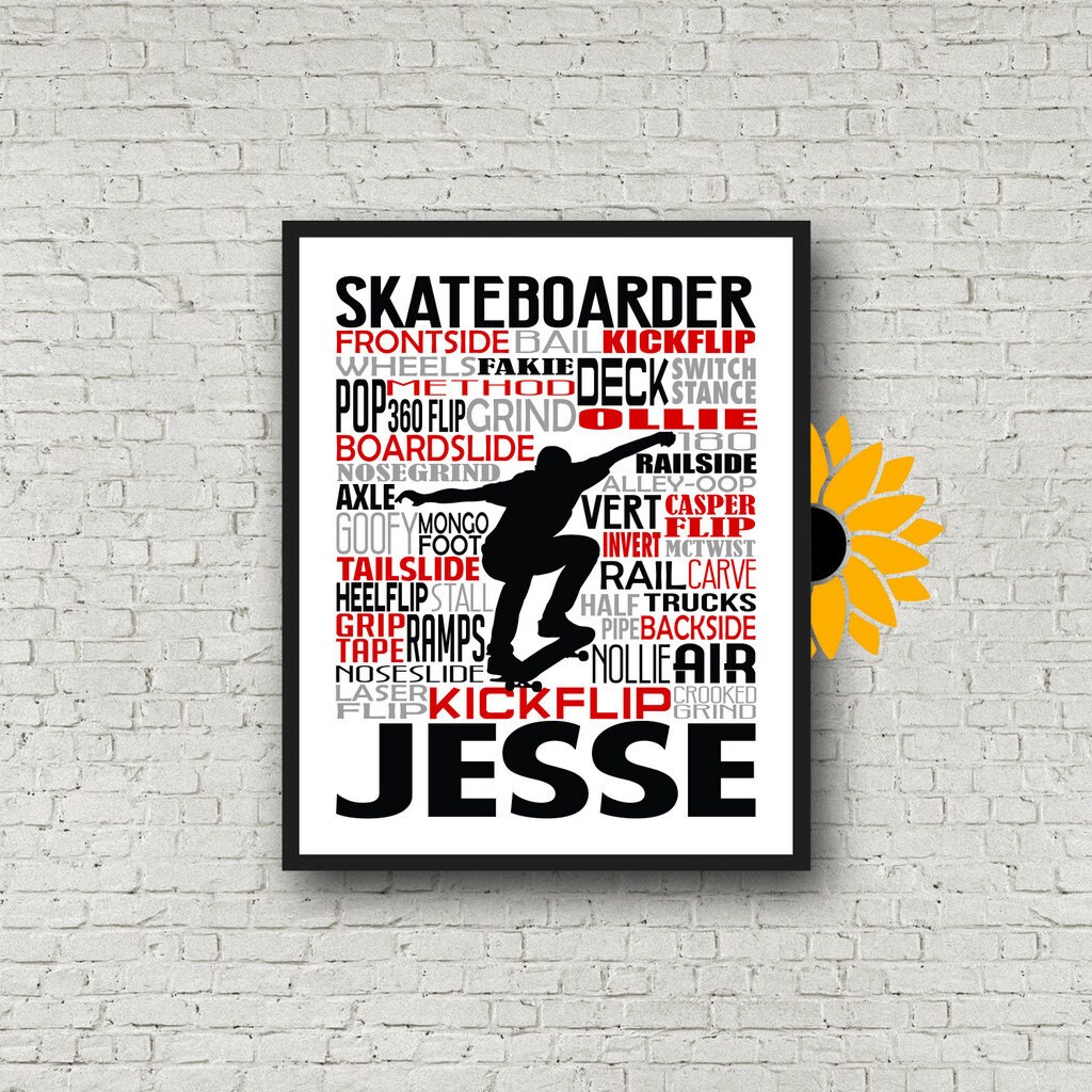 Personalized Skateboarding Poster, Gift for Skateboarder, Skateboarding