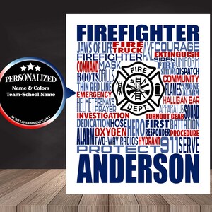 Firefighter Sign, Personalized Firefighter Poster, Thin Red Line Print ...