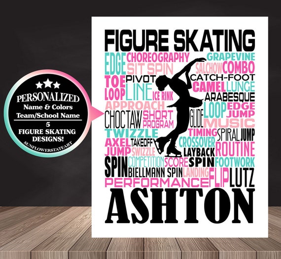 Personalized Figure Skating Poster Typography, Figure Skater Gift, Ice Skater, Ice Skating, Gift for Ice Skater, Gift for Figure Skater