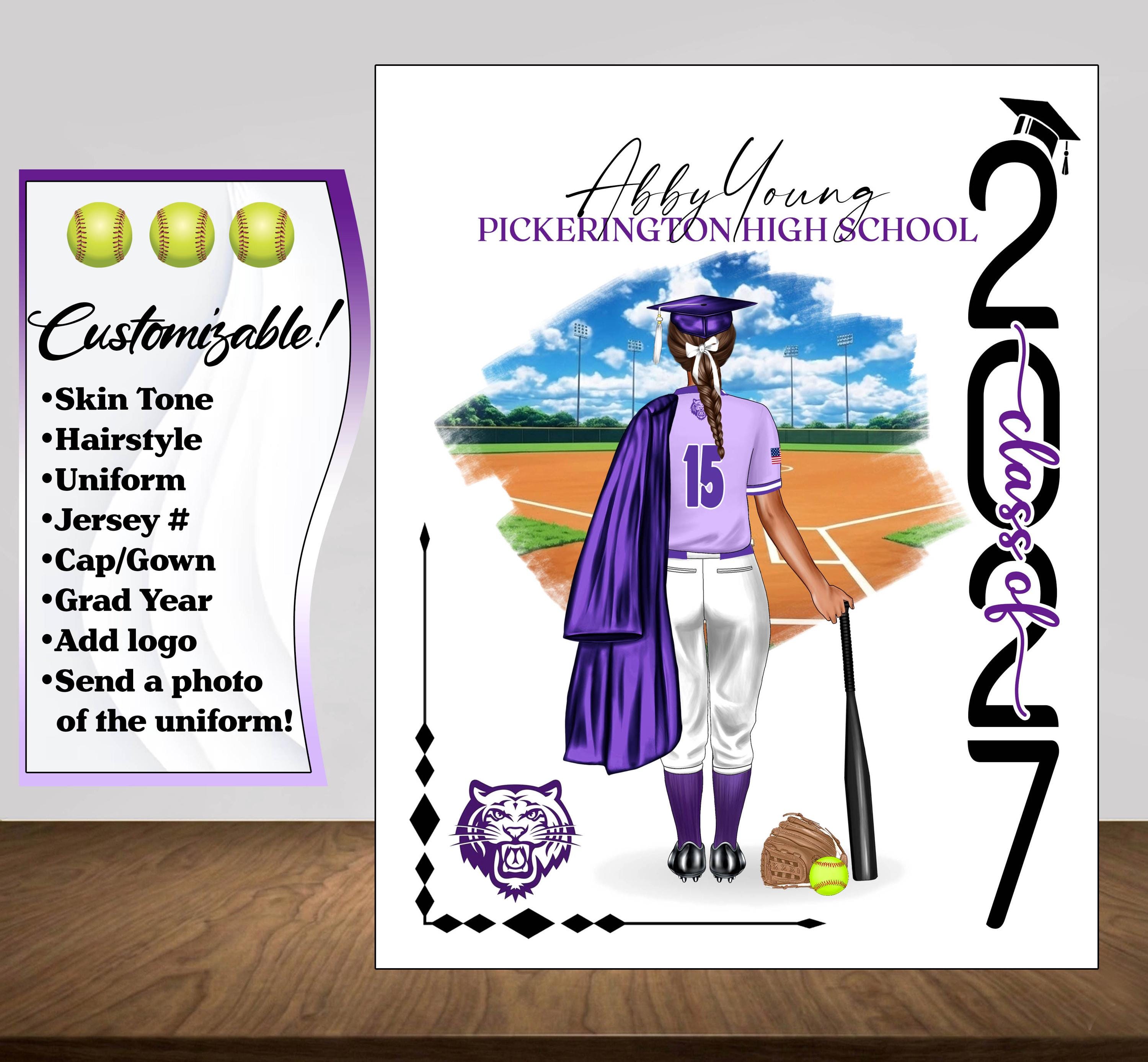 Softball Graduation Poster, Senior Night Gift, Graduation Table Decor ...
