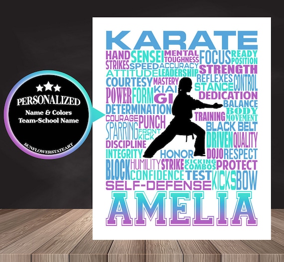 Karate Typography, Personalized Karate Poster, Karate Gift, Gift for Karate, Karate Art, Karate Print, Karate Team Gift