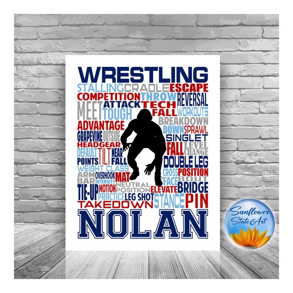 Gift for Wrestler, Wrestling Gift, Wrestler Art, Wrestling Typography, Personalized Wrestler Poster, Wrestling Team Gift