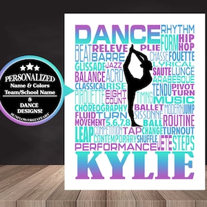 Dance Poster, Gift for Dancer, Dancing Art, Dancing Print, Dancer Sign,  Dance Team Gift, Dance Senior Night