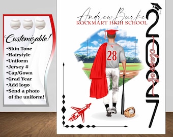 Baseball Poster, Baseball Graduation Gift, Senior Night Gift, Graduation Table Decor, Signing Day Gift, Personalized Baseball Team Gift  RJ