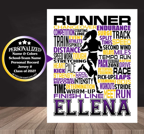 Personalized Track and Field Runner Poster, Gift for Sprinter, Distance Runners Gift, Gift for Runners, Runner Typography, Track Team Gift