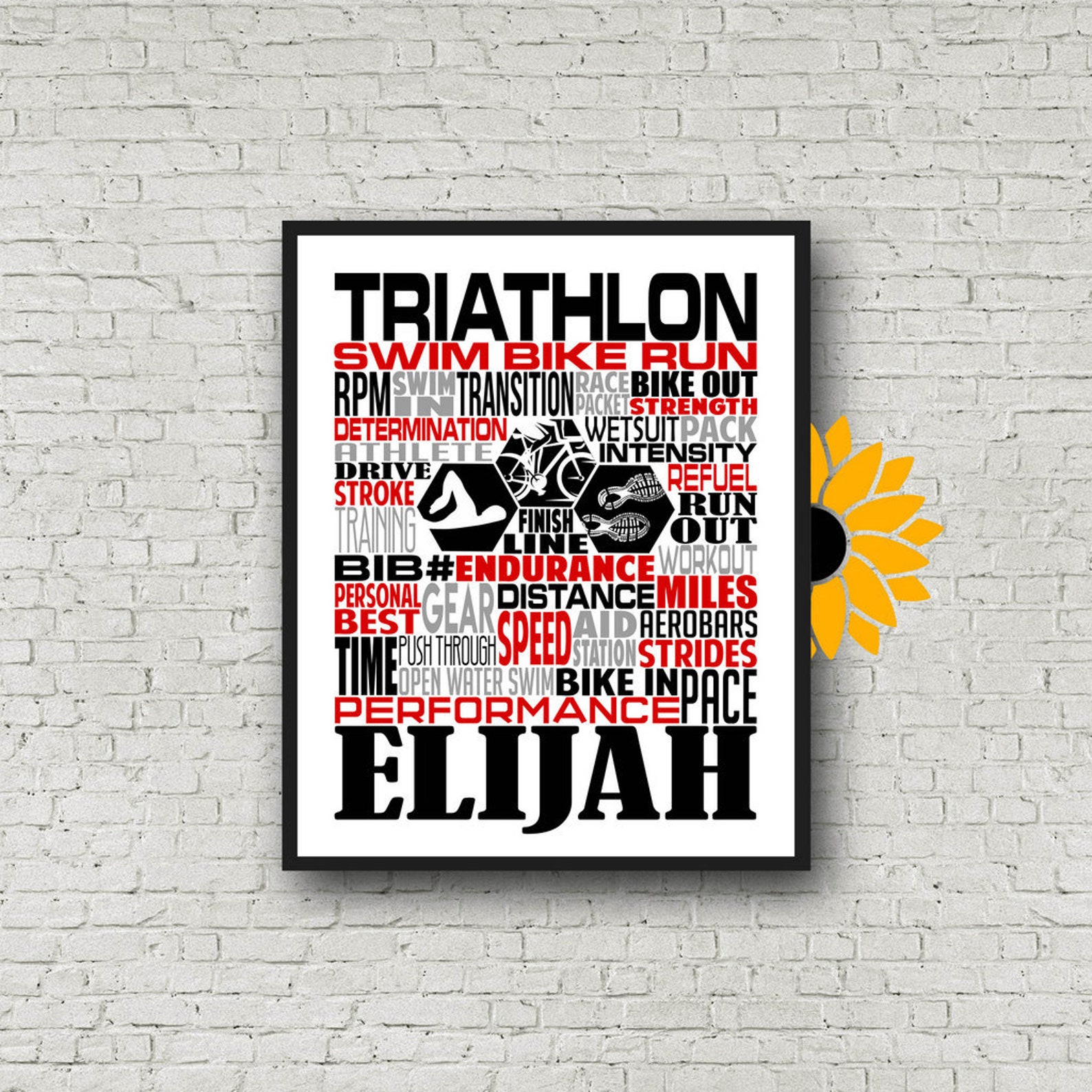Personalized Triathlon Poster Triathlon Typography Triathlon Etsy