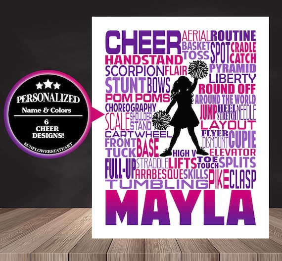 Gift for Cheerleader, Cheerleading Typography Poster, Cheerleader Art, Cheerleading Gift, Cheer Team Gift, Cheerleading Print