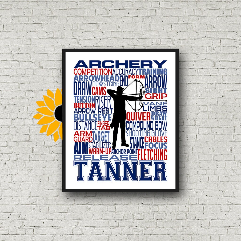 Personalized Archery Poster, Archery Typography, Archery Team Gift, Compound Bow Gift