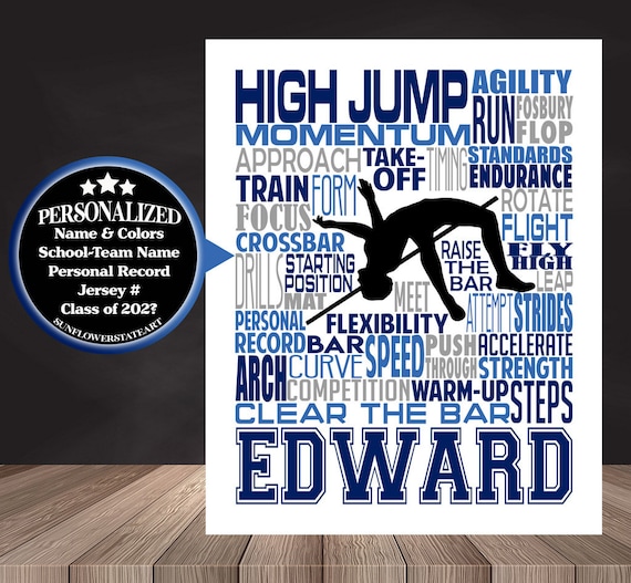 Personalized High Jump Poster, Gift for High Jumper, Track and Field gift, Track Team gift, High Jump Gift,  High Jump Typography