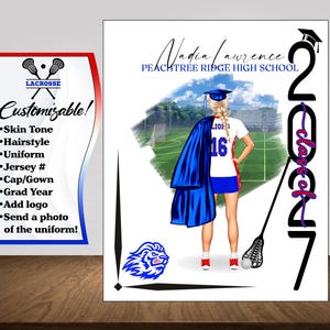 Lacrosse Poster, Lacrosse Graduation Gift, Senior Night Gift, Graduation Table Decor, Signing Day Gift, Personalized Lacrosse Team Gift  RJ