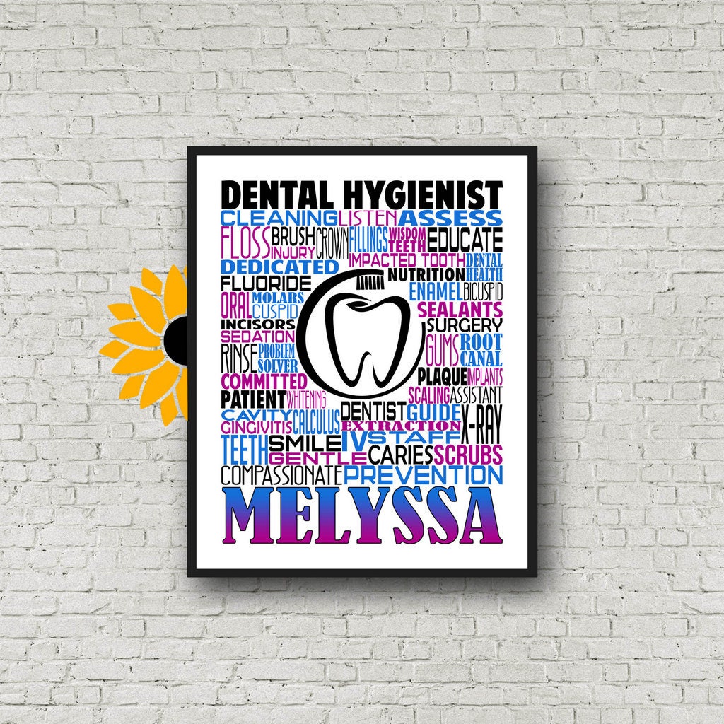 Personalized Dental Hygienist Poster, Dental Hygienist Typography, Gift