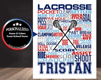 Gift for Lacrosse Player, Personalized Lacrosse Poster, Lacrosse Gift Ideas, Lacrosse Gift Typography, Lacrosse Team Gift, Lacrosse Print