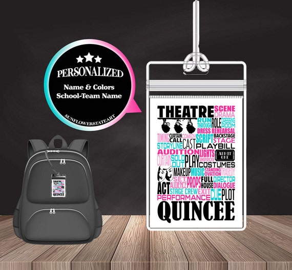 Theatre Bag Tag, Theater Luggage Tag Theater Word Art, Backpack Bag Tag