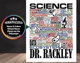 Science Teacher Poster, Science Teacher Gift, Science Word Art, Personalized Science Teacher Sign, Biology Teacher Gift