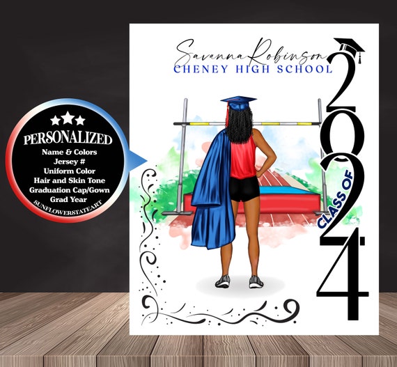Track & Field High Jump Poster, Track and Field Graduation Gift, Senior Night Gift, Graduation Table Decor, Signing Day, Track Runner Gift
