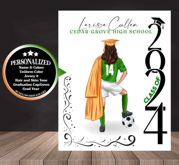 Soccer Poster, Soccer Graduation Gift, Senior Night Gift, Graduation Table Decor, Signing Day Gift, Personalized Soccer Team Gift