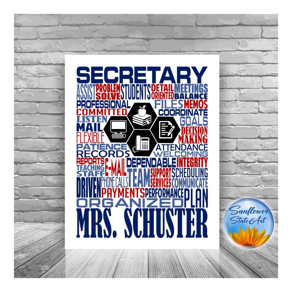 Póster personalizado de secretaria escolar, regalo de secretaria