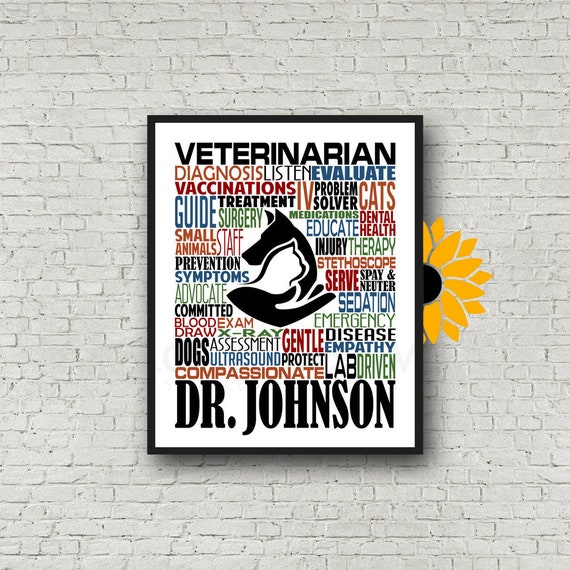 Personalized Veterinarian Poster, Veterinarian Typography, Vet Gift, Gift for Veterinarian, Vet Typography, Gift for Veterinarian
