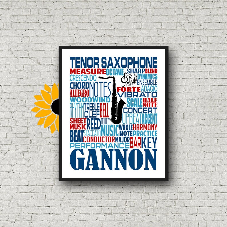 Personalized Saxophone Poster Typography Sax Player Gift Etsy