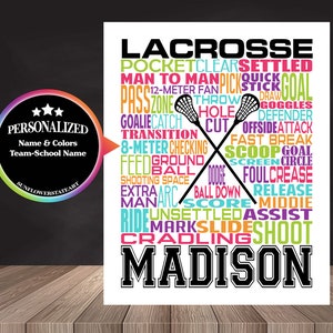 Lacrosse Poster, Personalized Lacrosse Sign, Gift Lacrosse Player, Lacrosse Gift Ideas, Lacrosse Word Art, Lacrosse Team Gift