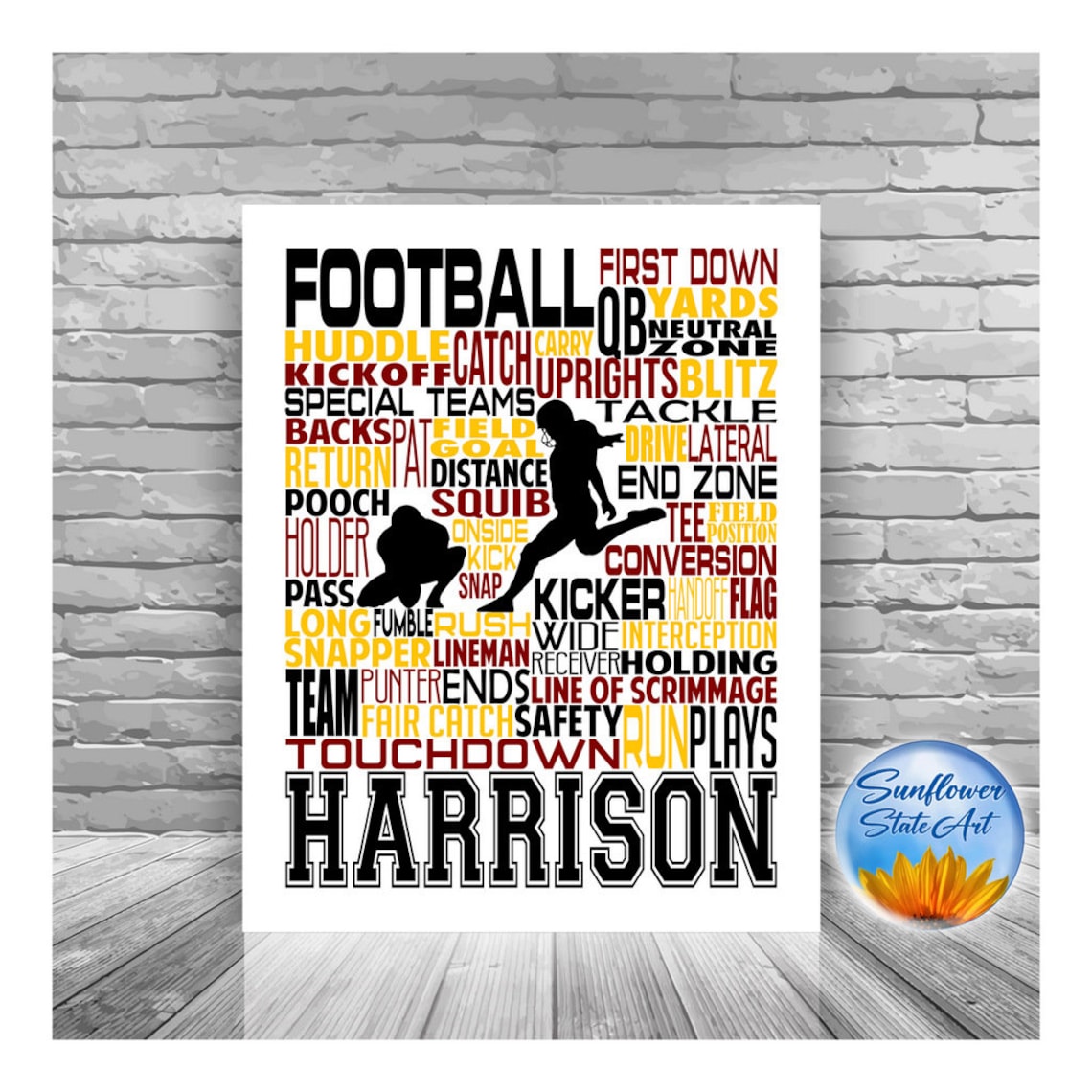 Football Gift for Him Personalized Football Print Football Etsy