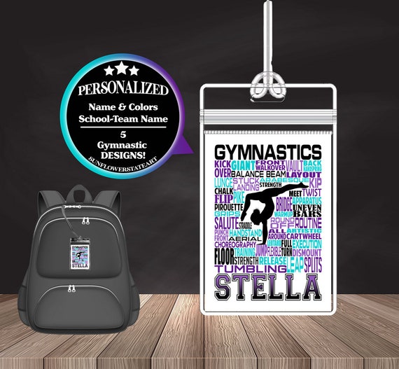 Personalized Gymnastics Bag Tag, Gymnast gift, Gymnastics Team Tag, Custom Bag tags, Gift for Gymnast, Gymnastics Word Art, Backpack Bag Tag