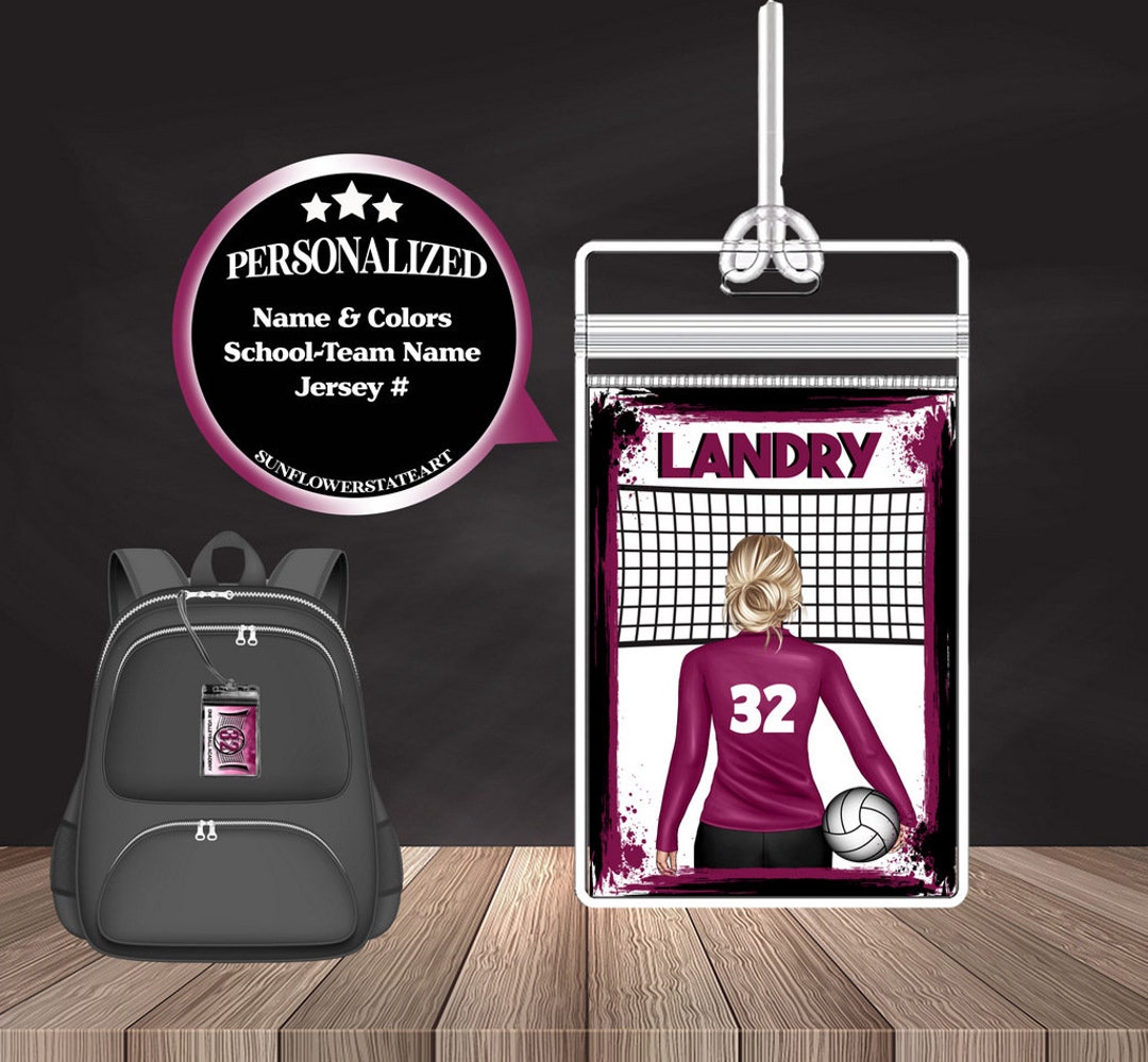 Personalized Volleyball Bag Tag, Volleyball Team Gift, Volleyball Luggage Tag, Backpack Bag Tag