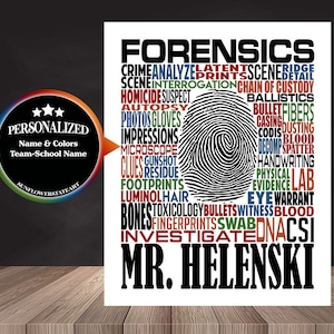 Forensics Teacher Poster, Forensics Word Art Sign,Forensics Teacher Gift, Gift for Forensics Teacher, Crime Scene Investigator