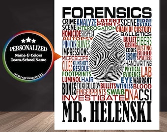 Personalized Forensics Teacher Poster, Forensics Typography, Forensics Teacher Gift, Gift for Forensics Teacher, Crime Scene Investigator