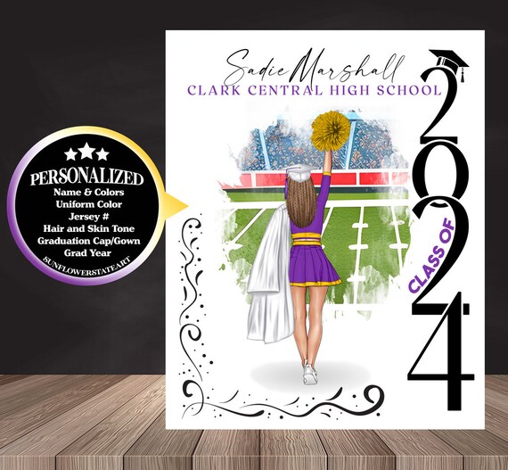 Cheer Poster, Cheerleader Graduation Gift, Senior Night Gift, Graduation Table Decor, Signing Day, Personalized Cheerleading Team Gift