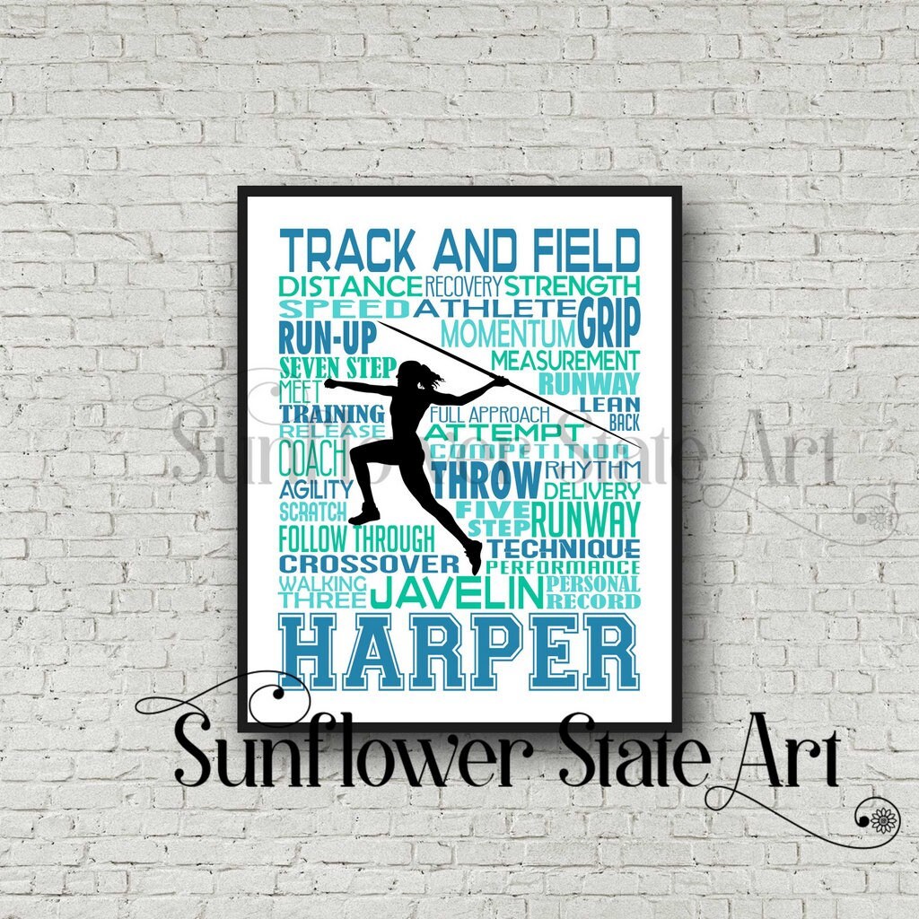 Personalized Javelin Thrower Poster Etsy