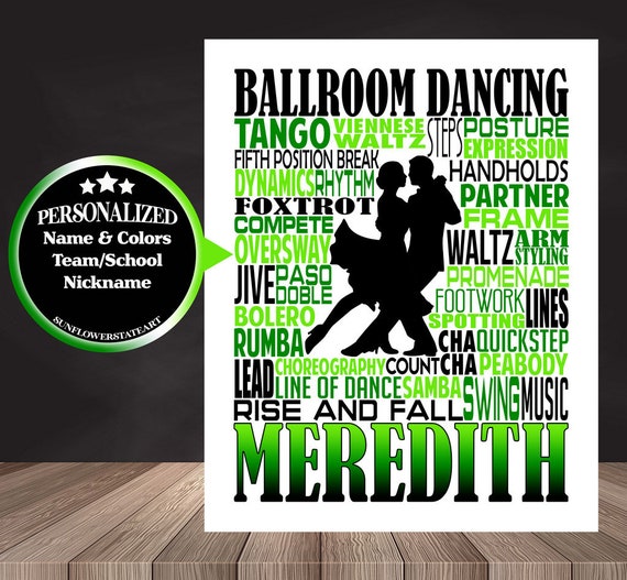 Ballroom Dance Typography, Personalized Ballroom Dance Poster, Gift for Ballroom Dancer, Dancing Print, Ballroom Dance Gift