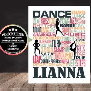 Dance Poster, Gift for Dancer, Dancing Word Art Sign, Dancing Print, Dance Team Gift