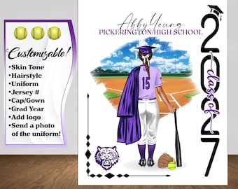 Softball Poster, Softball Graduation Gift, Senior Night Gift, Graduation Table Decor, Signing Day Gift, Personalized Softball Team Gift  RJ