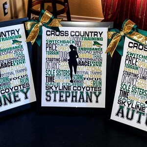 three cross country cards are sitting on a table