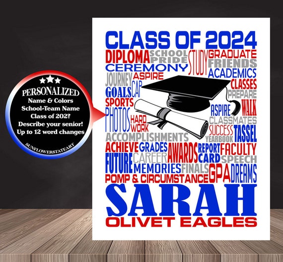 Graduation Word Art,  High School Graduation Poster, Graduation Table Decor, Graduation Party Poster, College Graduate, Class of 2024