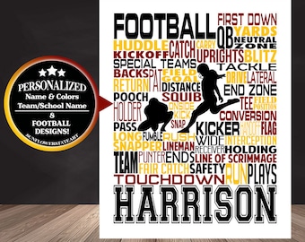 Football Placekicker, Football Kicker Poster, Personalized Football Poster, Football Art, Boys Room Decor, Football Team Gift, Punter Gift