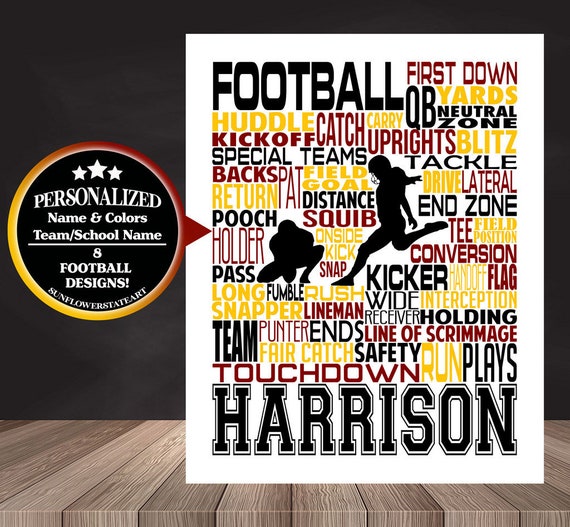 Football Placekicker, Football Kicker Poster, Personalized Football Poster, Football Art, Boys Room Decor, Football Team Gift, Punter Gift