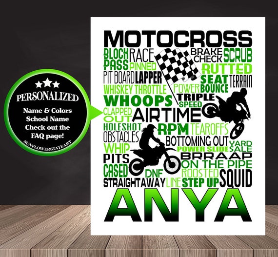 Personalized MOTOCROSS Poster, Gift for Motocross Riders, Motocross Gift, Motocross Typography, Motocross Art, MX Racing