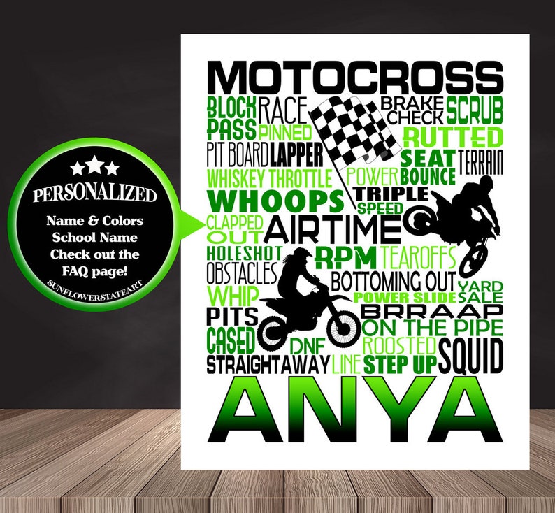 Personalized MOTOCROSS Poster, Gift for Motocross Riders, Motocross Gift, Motocross Typography, Motocross Art, MX Racing GIRL