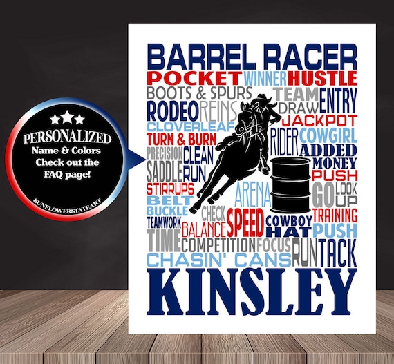 Personalized Barrel Racing Poster, Barrel Racer Typography, Barrel Racing Print, Gift for Barrel Racer,  Barrel Racer Poster, Pole Bending